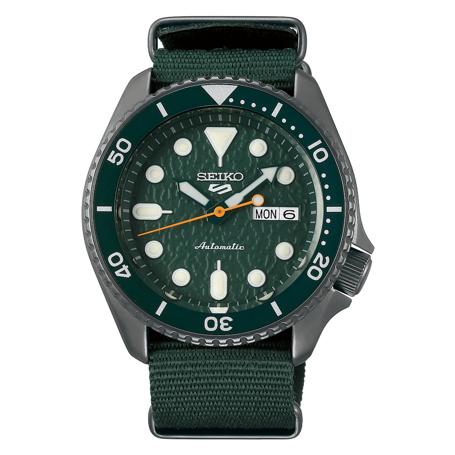 Seiko 5 Sports 100M Automatic Men's Watch Avocado All Green Nylon Strap SRPD77K1 - Prestige