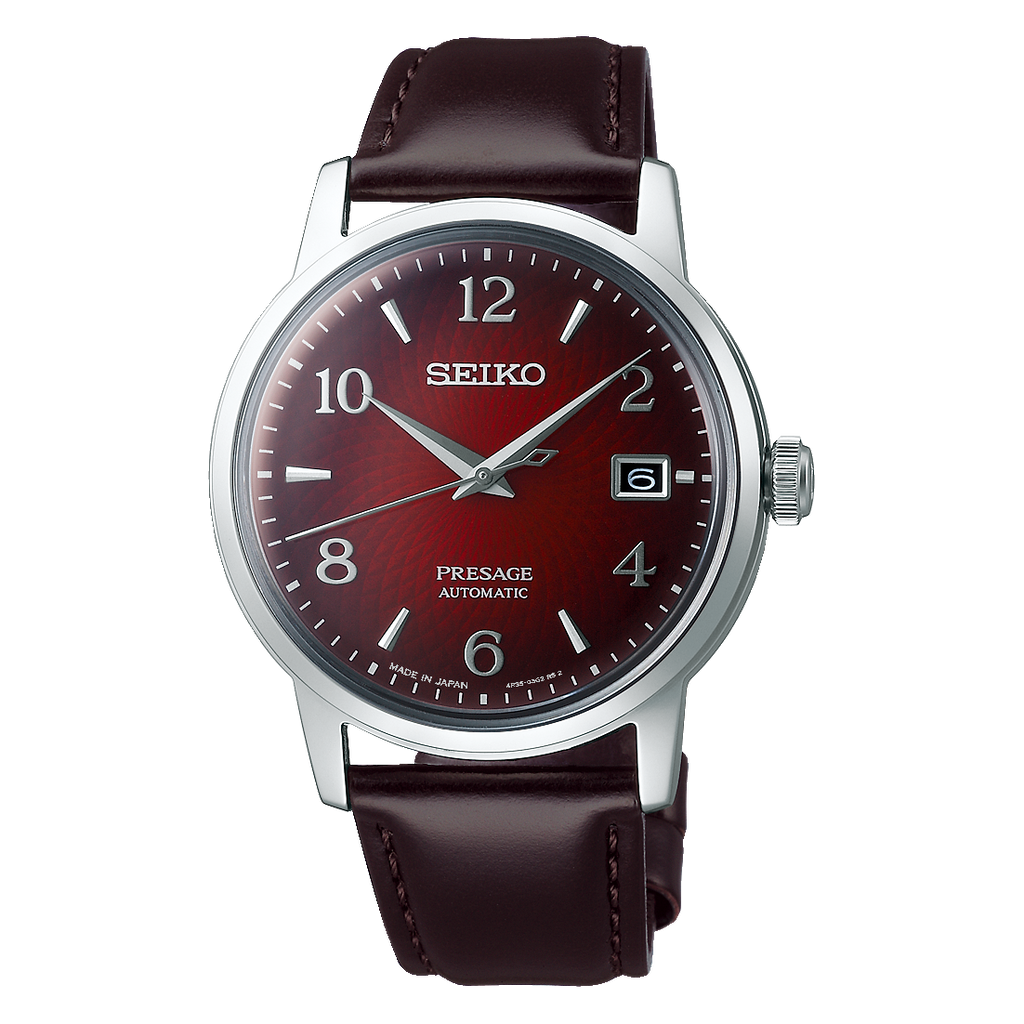 Seiko Presage Cocktail Time The Negroni Red Men's Leather Strap Watch SRPE41J1 - Prestige