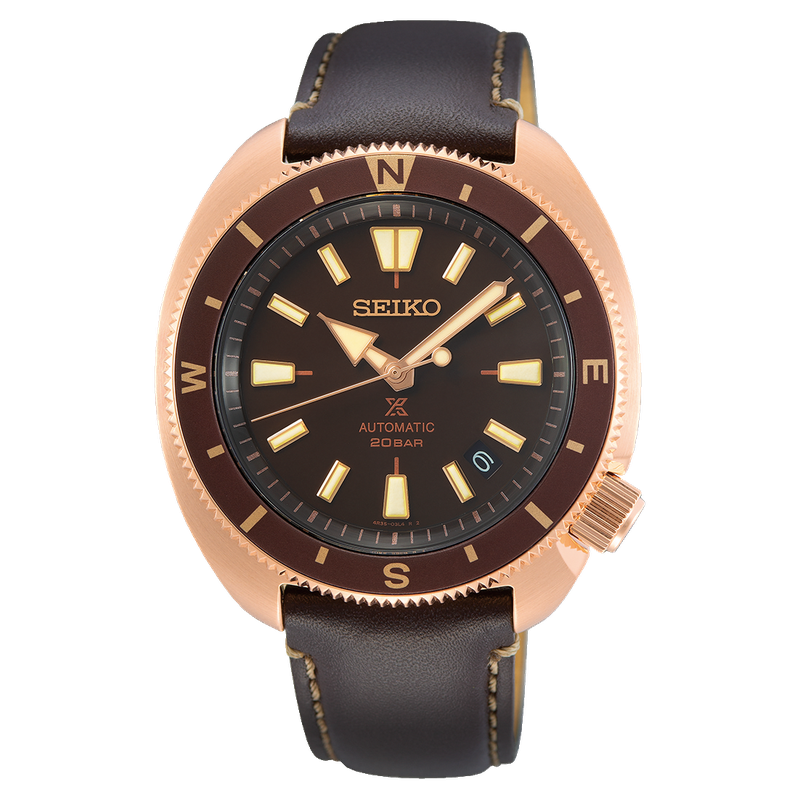 Seiko Prospex Turtle Rose Gold Plated Land Tortoise 200M Leather Strap Watch SRPG18K1 - Prestige