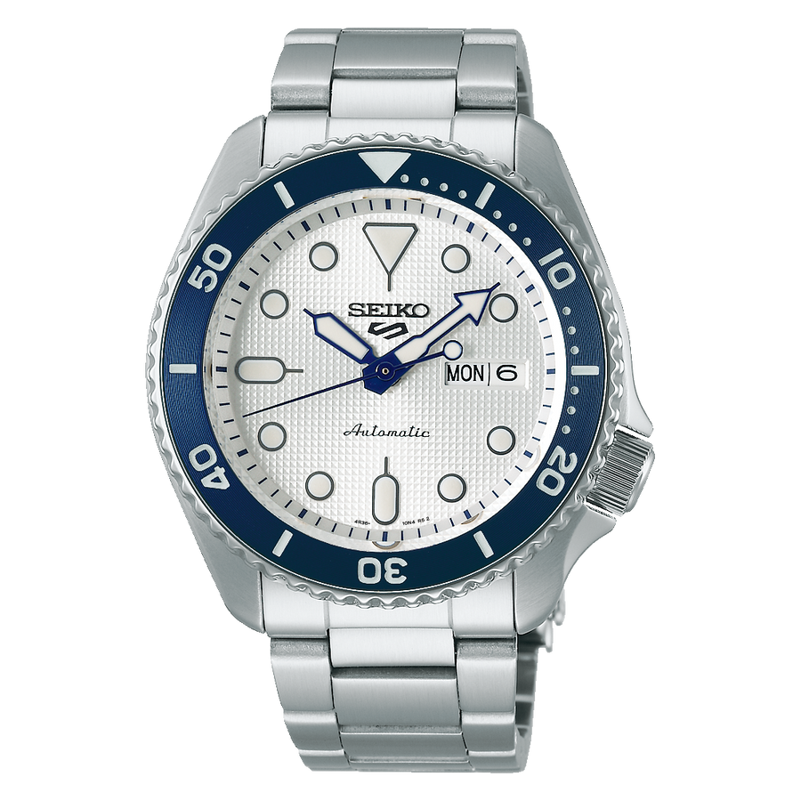 NEW Seiko 5 Sports 100M 140th Anniv LE Blue White Themed Mens Stainless Watch SRPG47K1 - Prestige