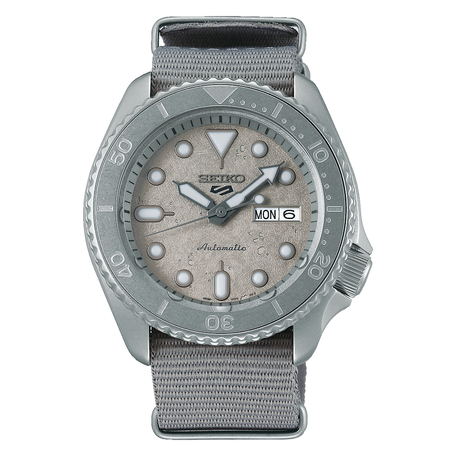 Seiko 5 Sports 100M Automatic Men's Watch Cement Grey Nylon Strap SRPG61K1 - Prestige