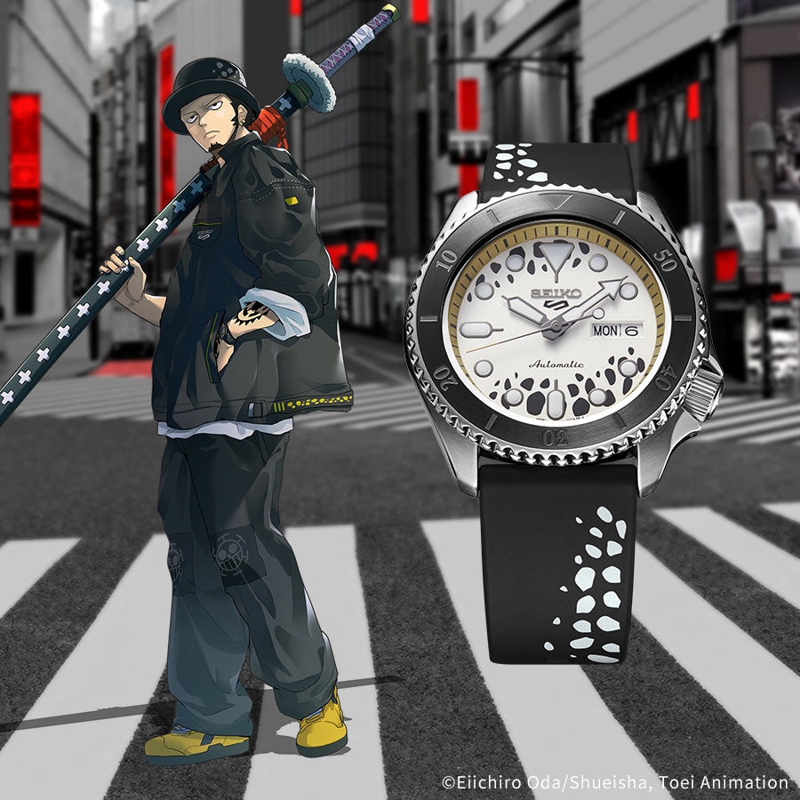Seiko 5 Sports 100M One Piece x Law LE Automatic Men's Watch White Dial Rubber SRPH63K1 - Prestige