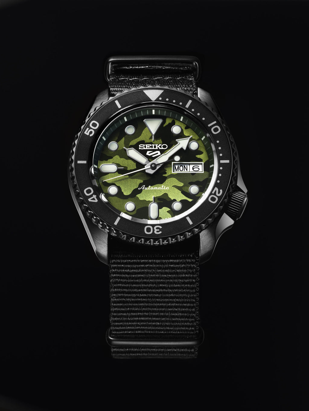 Seiko 5 Sports 100M Automatic Men's Watch Green Camo Dial SRPJ37K1 - Prestige