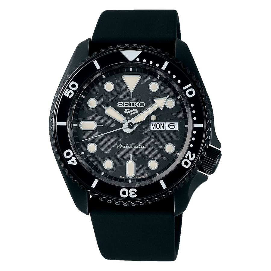 Seiko 5 Sports 100M LE Yuto Horigome Automatic Men's Watch Black Camo Dial SRPJ39K1 - Prestige
