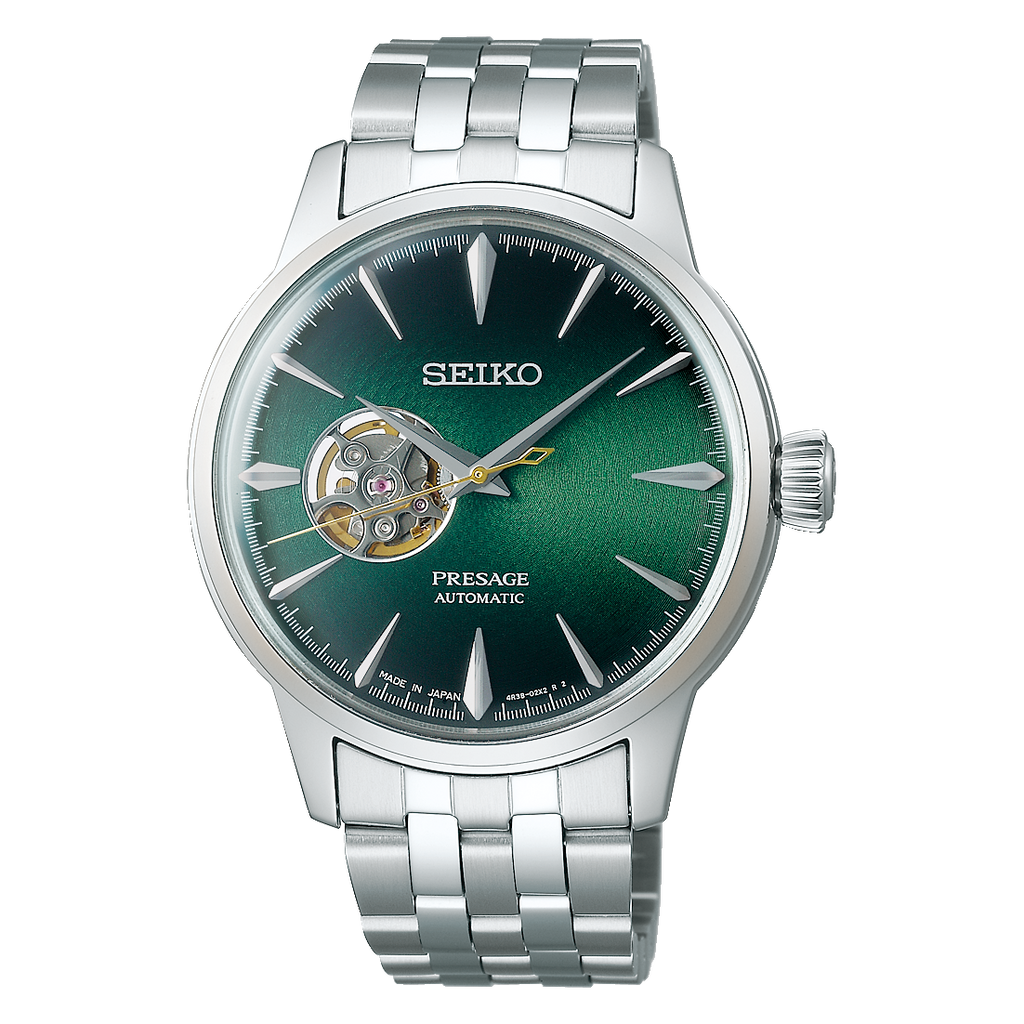 Seiko Presage Cocktail Time Green Grasshopper Open Heart Men's Watch SSA441J1 - Prestige