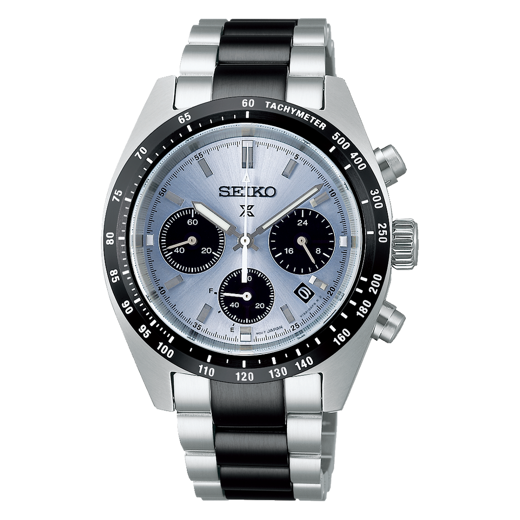 Seiko Prospex LE Solar Crystal Trophy Men's Stainless Steel Chronograph Watch SSC909P1 Ice Blue Panda - Prestige