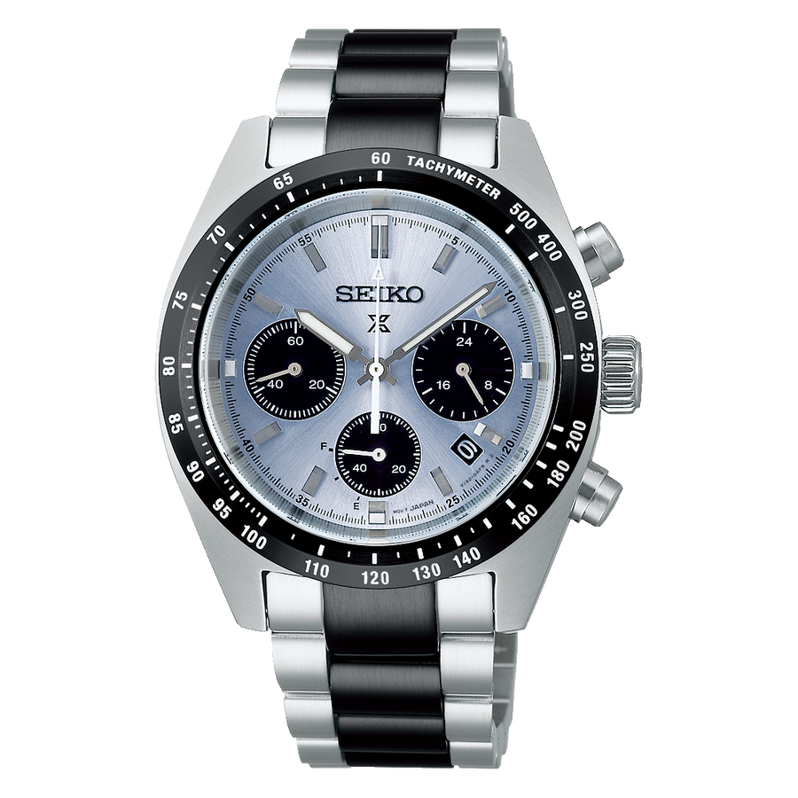 Seiko Prospex LE Solar Crystal Trophy Men's Stainless Steel Chronograph Watch SSC909P1 Ice Blue Panda - Prestige