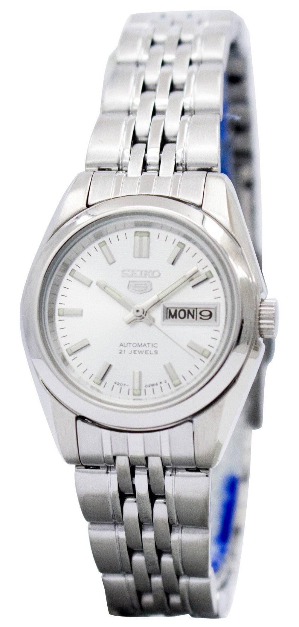 Seiko 5 Classic Ladies Size Silver Dial Stainless Steel Strap Watch SYMA27K1 - Prestige