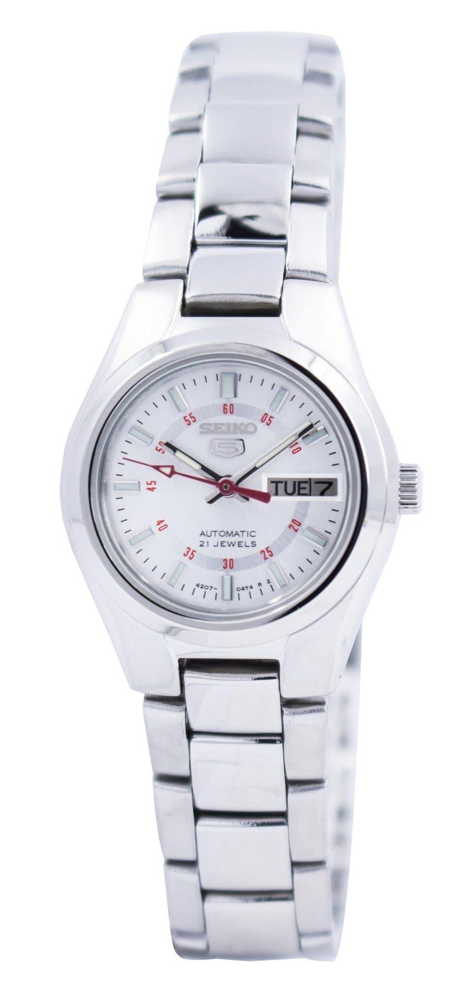 Seiko 5 Classic Ladies Size Silver Dial Stainless Steel Strap Watch SYMC21K1 - Prestige