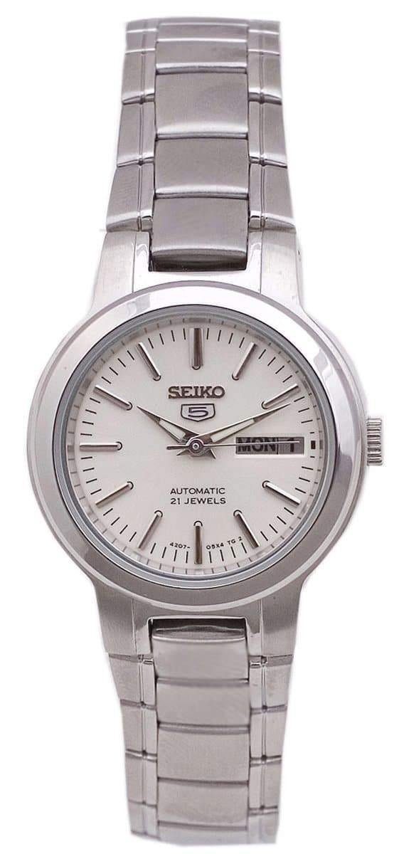 Seiko 5 Classic Ladies Size White Dial Stainless Steel Strap Watch SYME39K1 - Prestige