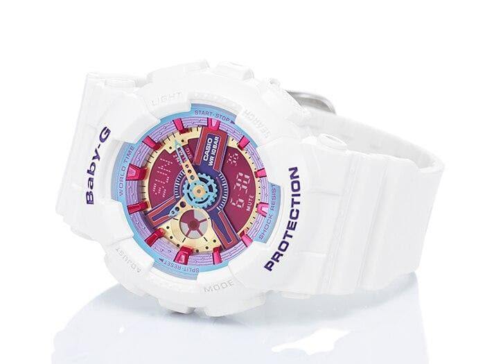 Casio Baby-G BA110 Series Anadigi Neon Color White x Multicolor Dial Watch BA112-7ADR - Prestige