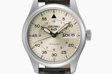 Seiko 5 100M Flieger Suit Style Champagne Dial Automatic Leather