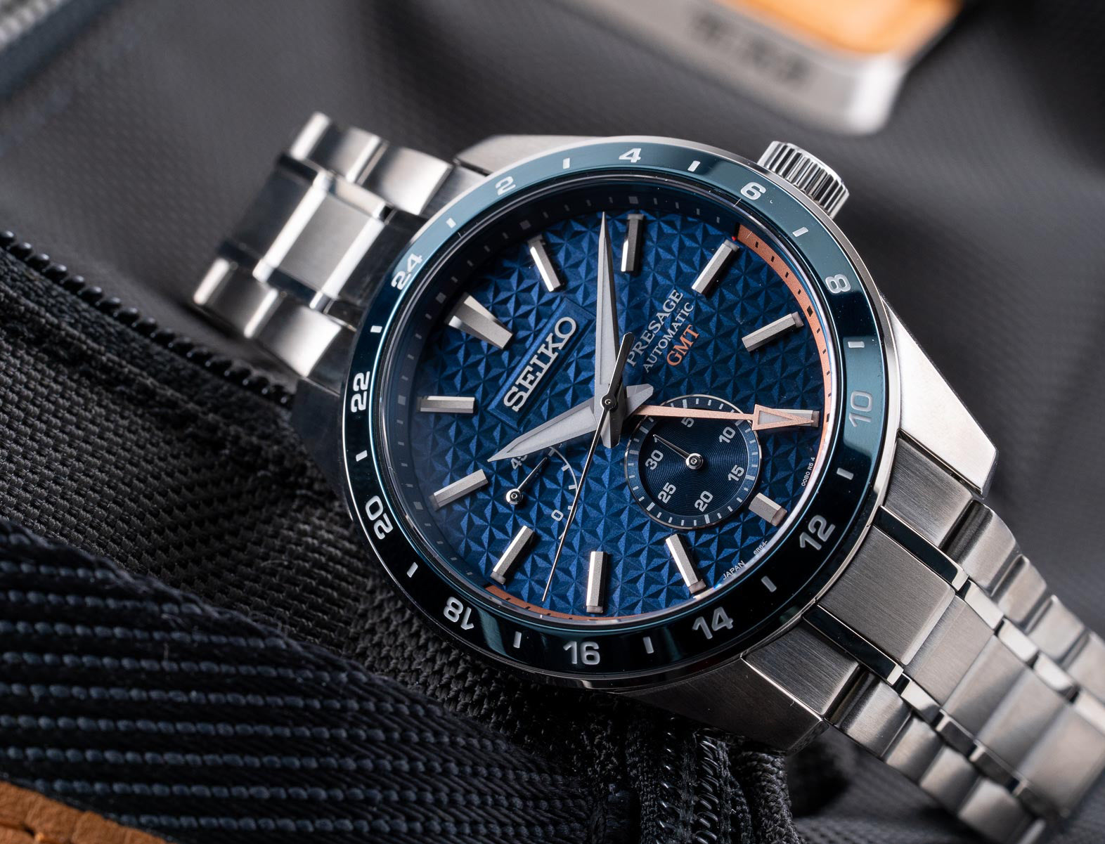 Seiko Japan Made Presage Sharp Edged Series Aitetsu Blue GMT Men's Stainless Steel Watch SPB217J1 - Prestige