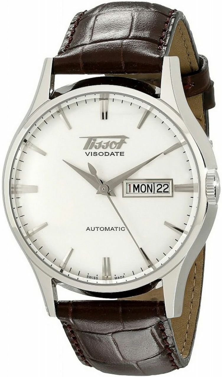 Tissot Swiss Made Heritage Visodate Automatic Silver Dial Men's Leather Strap Watch T0194301603101 - Prestige