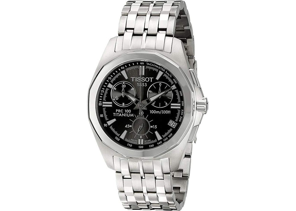 Tissot Swiss Made PRC 100 Chronograph Black Men's Titanium Watch T0084174406100 - Prestige