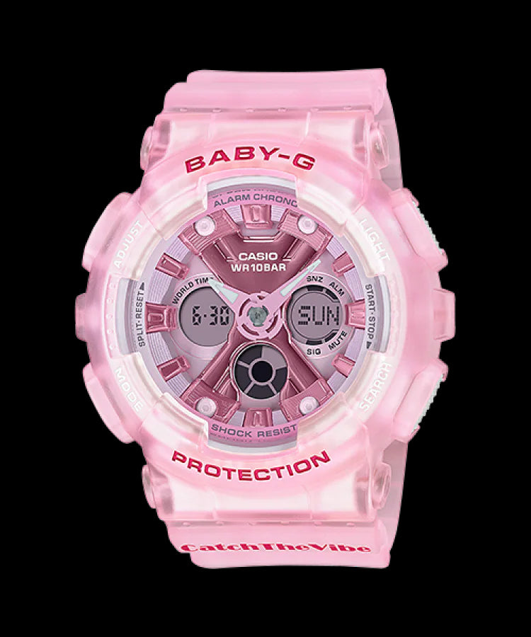 Casio Baby-G Anadigi Metallic Pink Jelly RIEHATA Watch BA130CV-4ADR - Prestige