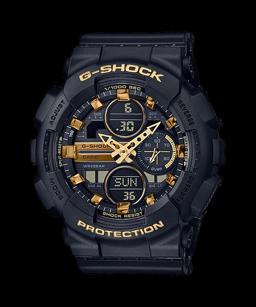 Casio G-Shock Sneaker S Series Analog-Digital Black x Gold Accents Ladies' Watch GMAS140M-1ADR - Prestige