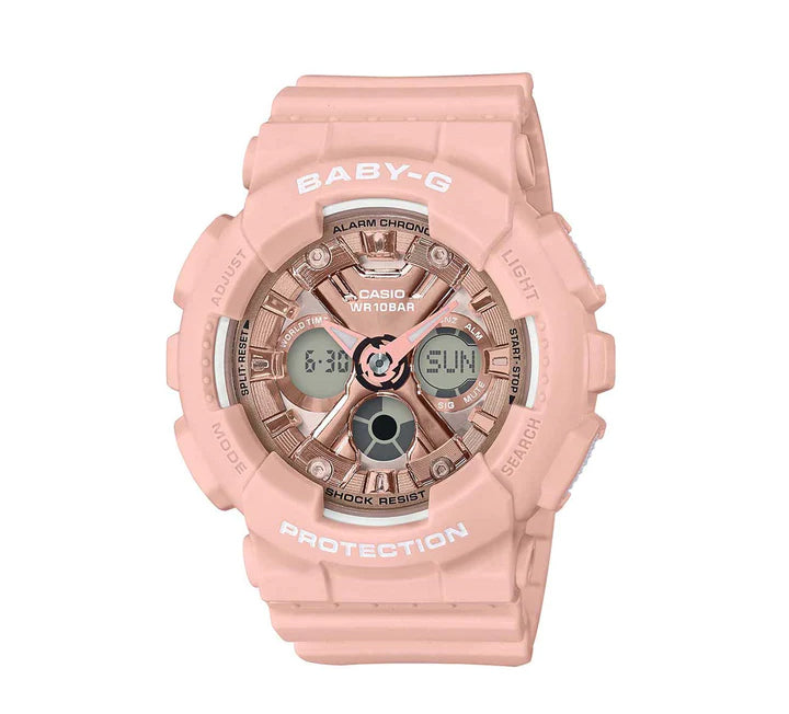 Casio Baby-G Anadigi Metallic Pink x Rose Gold Watch BA130-4ADR - Prestige