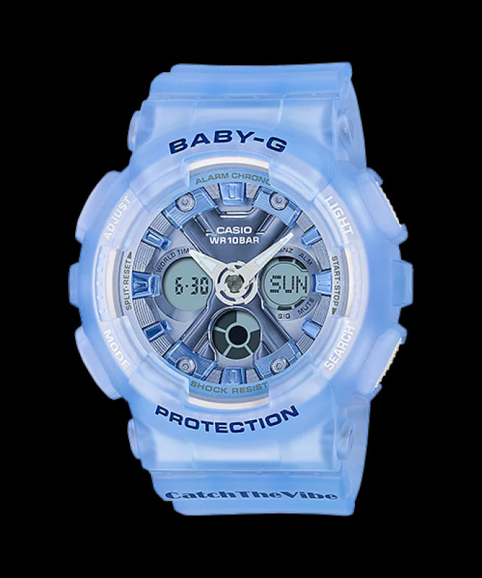 Casio Baby-G Anadigi Metallic Blue Jelly RIEHATA Watch BA130CV-2ADR - Prestige