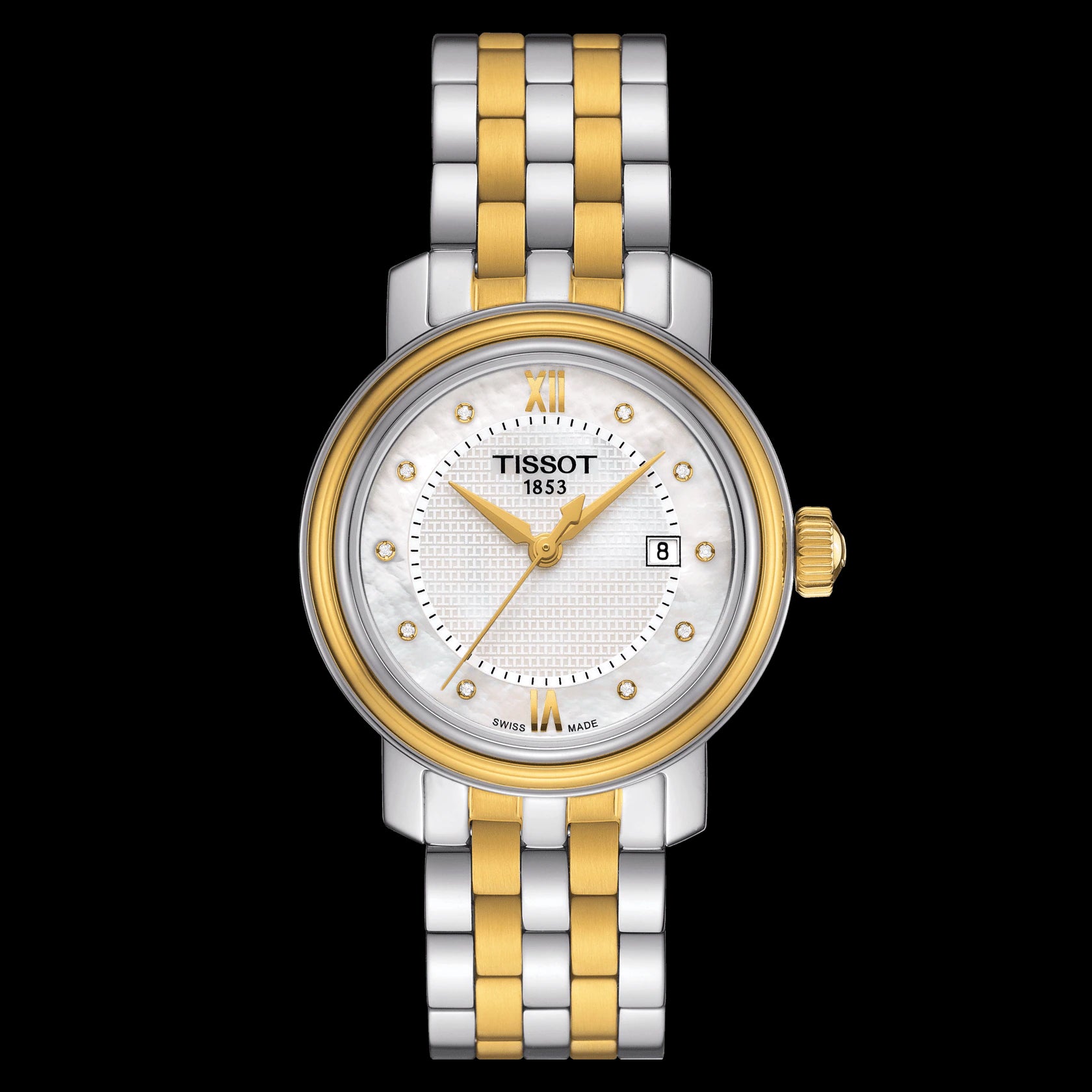 Tissot Swiss Made T-Classic Bridgeport 2 Tone Gold Plated MOP Ladies' Watch T0970102211600 - Prestige