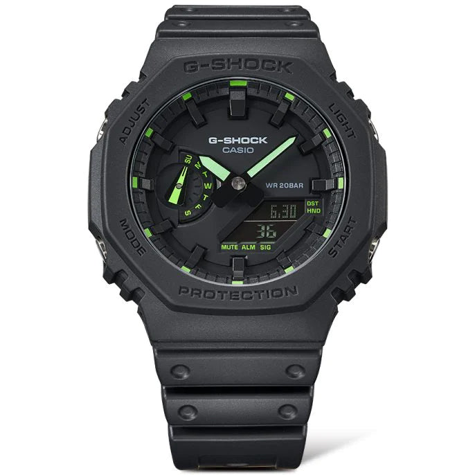 Casio G-Shock Carbon Core Guard Black x Neon Green AP CasiOak Watch GA2100-1A3DR - Prestige