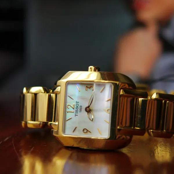 Tissot Swiss Made T-Wave Stylist-T Ladies' MOP Gold Plated Watch T02.5.285.82 - Prestige