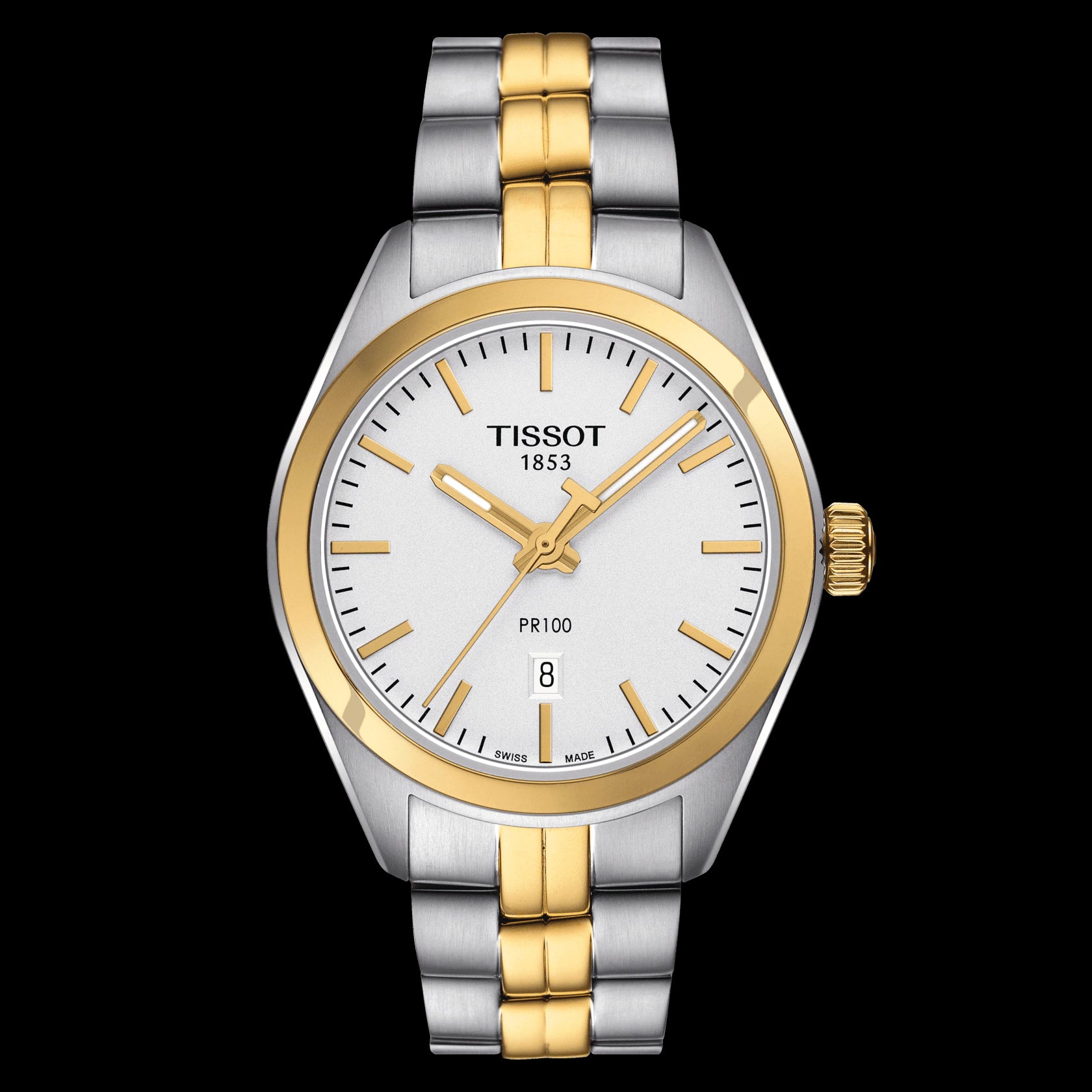 Tissot Swiss Made T Classic PR100 2 Tone Gold Plated Ladies Watch