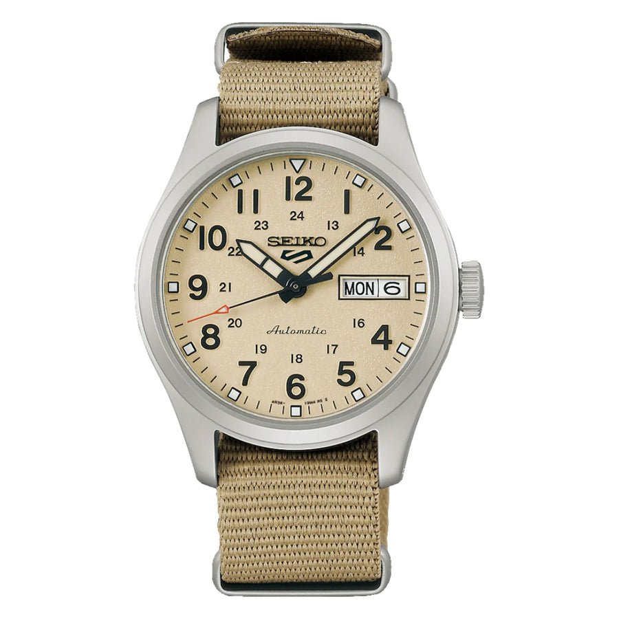 Seiko 5 100M Field Sports Style Sand Dial Automatic Nato Strap Watch seiko-5-100m-field-sports-style-sand-dial-automatic-nato-strap-watch