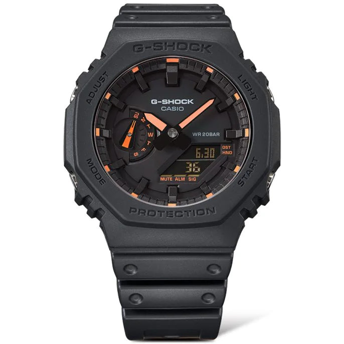 Casio G-Shock Carbon Core Guard Black x Orange AP CasiOak Watch GA2100-1A4DR - Prestige