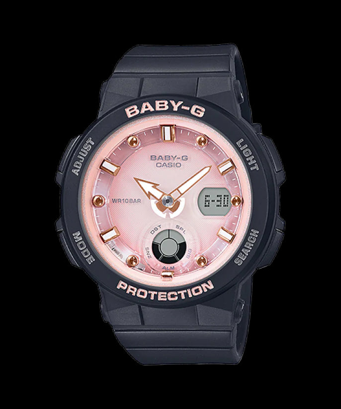 Casio Baby-G Beach Anadigi Traveler Series Pink Dial Black Watch BGA-250-1A3DR - Prestige