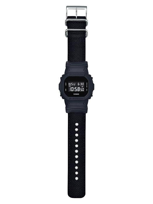 Casio G-Shock Standard Digital ALL Black LCD Nylon Fabric Band Watch DW5600BBN-1DR - Prestige