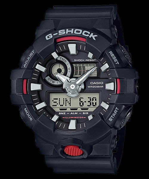 Casio G-Shock Standard Analog-Digital Black x Red x Grey Accents Last Dance Watch GA700-1ADR - Prestige