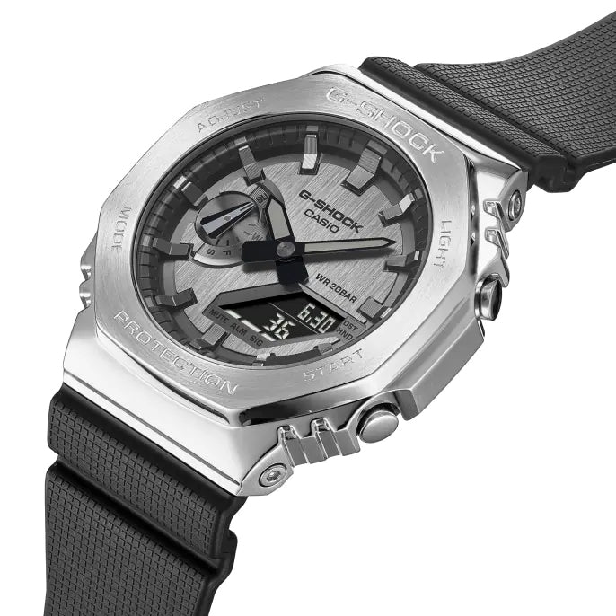 Casio G-Shock Carbon Core Guard Stainless x Grey AP CasiOak Men's Metal Case Watch GM2100-1ADR - Prestige