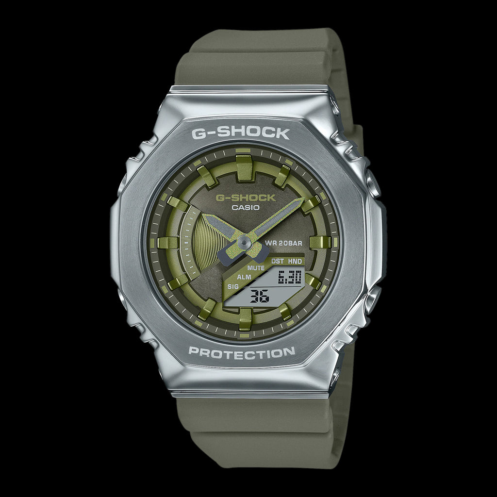 Casio G-Shock Carbon Core Guard Green AP CasiOak Ladies' Metal Case Watch GMS2100B-3ADR - Prestige