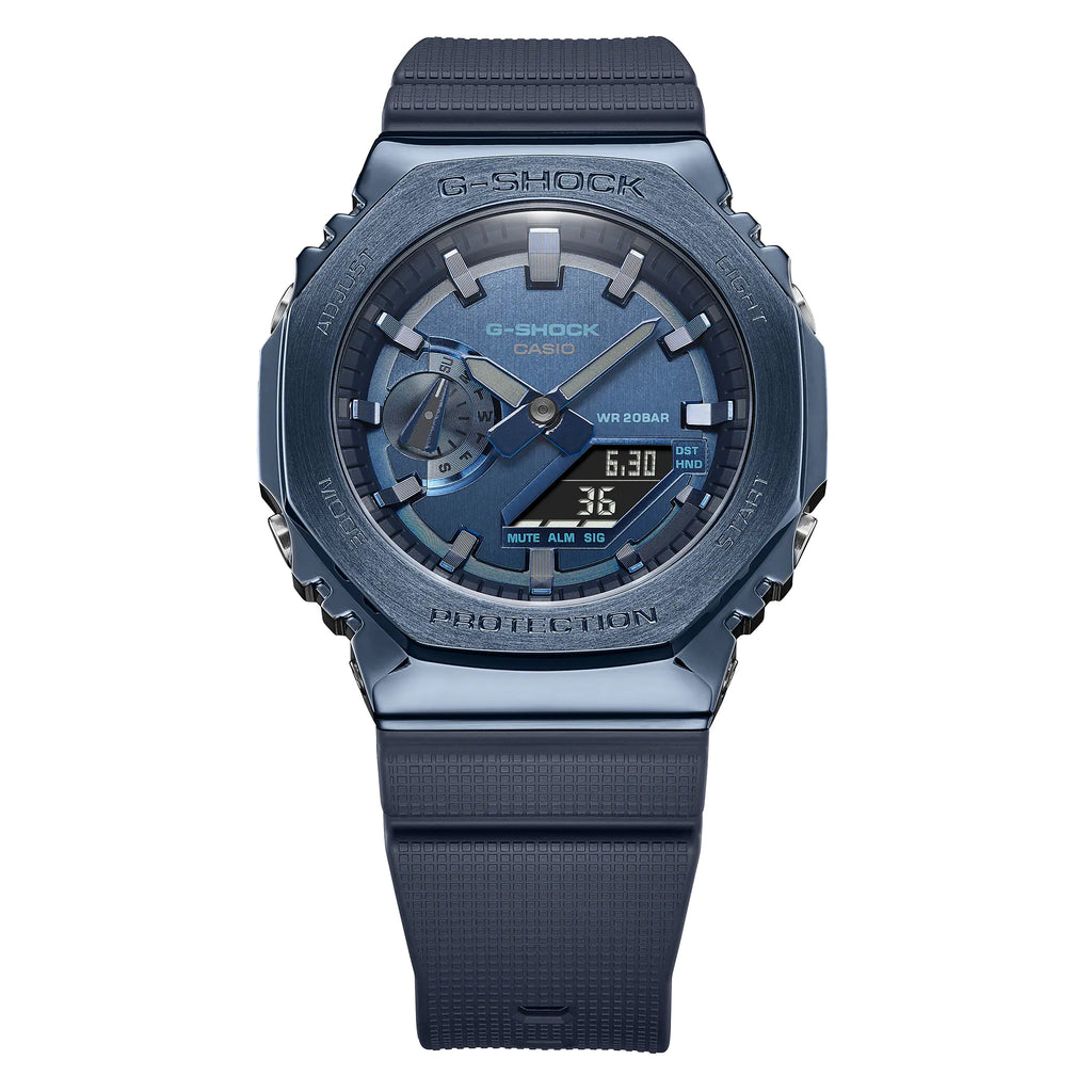 Casio G-Shock Carbon Core Guard Ion Blue AP CasiOak Men's Metal Case Watch GM2100N-2ADR - Prestige