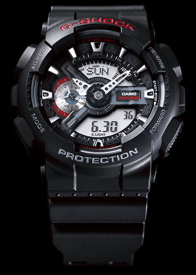 Casio G-Shock GA110 Series Analog-Digital Black x Red Watch GA110-1ADR - Prestige