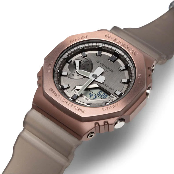 Casio G-Shock Carbon Core Guard Midnight Fog Ion Brown AP CasiOak Men's Metal Case Watch GM2100MF-5ADR - Prestige