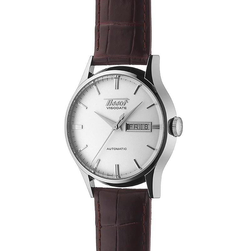 Tissot Swiss Made Heritage Visodate Automatic Silver Dial Men's Leather Strap Watch T0194301603101 - Prestige