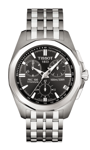 Tissot Swiss Made PRC 100 Chronograph Black Men s Titanium Watch T0084174406100