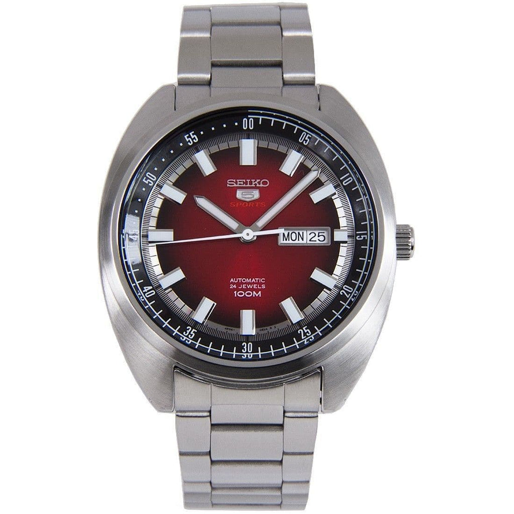 Seiko 5 Sports 100M Red Helmet Turtle Automatic Men's Stainless Steel Watch SRPB17K1 - Prestige