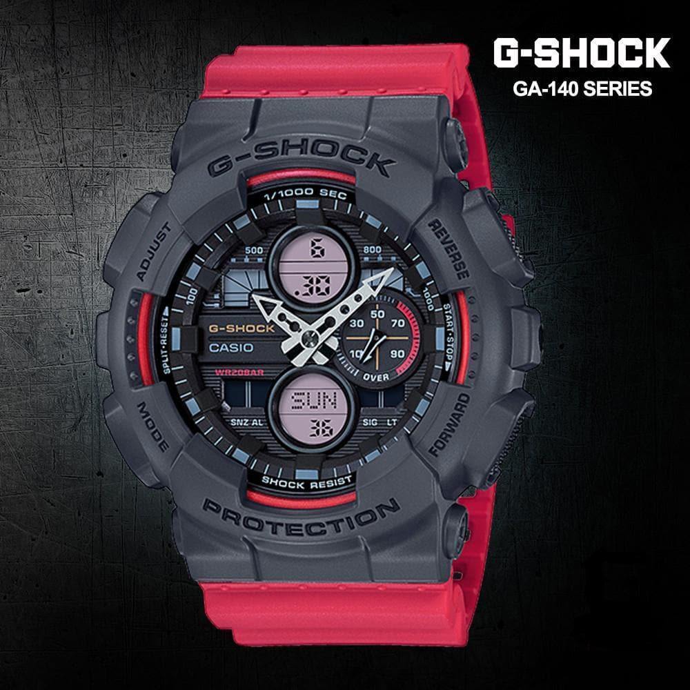 Casio G-Shock Analog-Digital Special Color Grey x Red Strap Watch Last Dance GA140-4ADR - Prestige