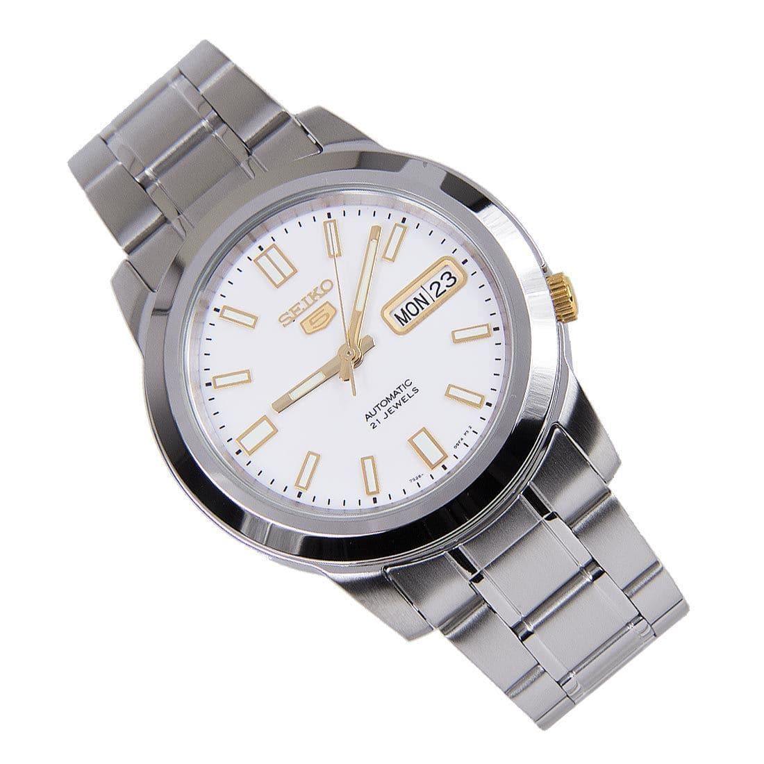 Seiko 5 Classic Men's Size White Dial Stainless Steel Strap Watch SNKK07K1 - Prestige