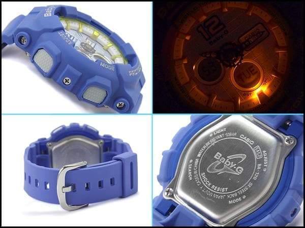 Casio Baby-G BA120 Analog-Digital Navy Blue x Yellow Accents White Dial Watch BA120-2BDR - Prestige