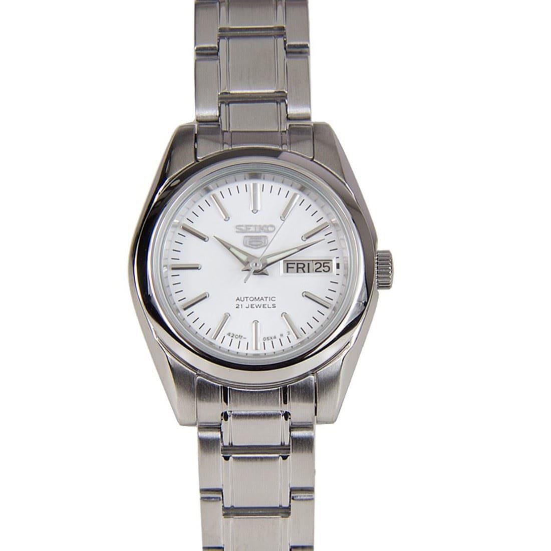 Seiko 5 Classic Ladies Size Silver Dial Stainless Steel Strap Watch SYMK13K1 - Prestige
