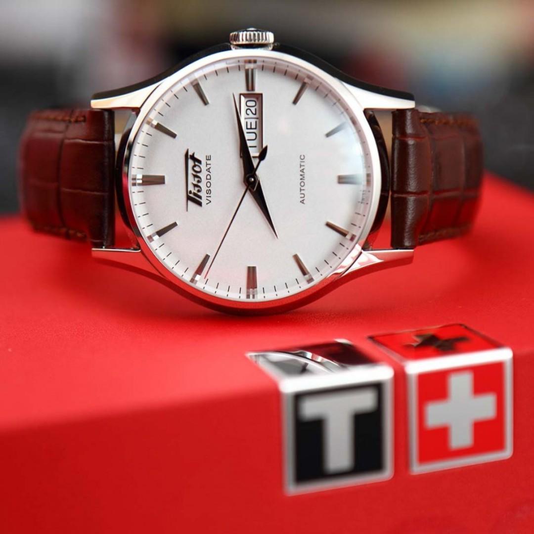 Tissot Swiss Made Heritage Visodate Automatic Silver Dial Men's Leather Strap Watch T0194301603101 - Prestige
