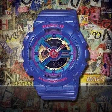 Casio Baby-G BA110 Series Anadigi Neon Color Purple x Multicolor Dial Watch BA112-2ADR - Prestige