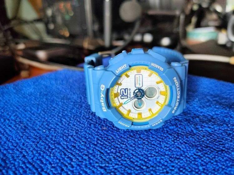 Casio Baby-G BA120 Analog-Digital Navy Blue x Yellow Accents White Dial Watch BA120-2BDR - Prestige