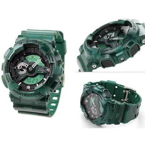 Casio G-Shock GA110 Series Military Green Camo Black Dial Watch GA110CM-3ADR - Prestige