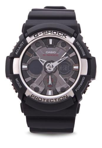 Casio G-Shock Standard Anadigi Black x Metallic Bezel Grey Accents Watch GA200-1ADR - Prestige