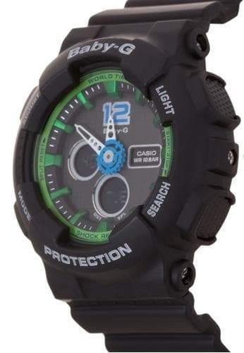 Casio Baby-G BA120 Analog-Digital Black x Green x Blue Accents Watch BA120-1BDR - Prestige